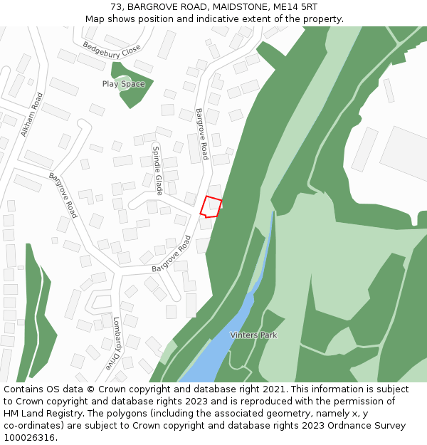 73, BARGROVE ROAD, MAIDSTONE, ME14 5RT: Location map and indicative extent of plot