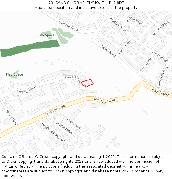 73, CANDISH DRIVE, PLYMOUTH, PL9 8DB: Location map and indicative extent of plot