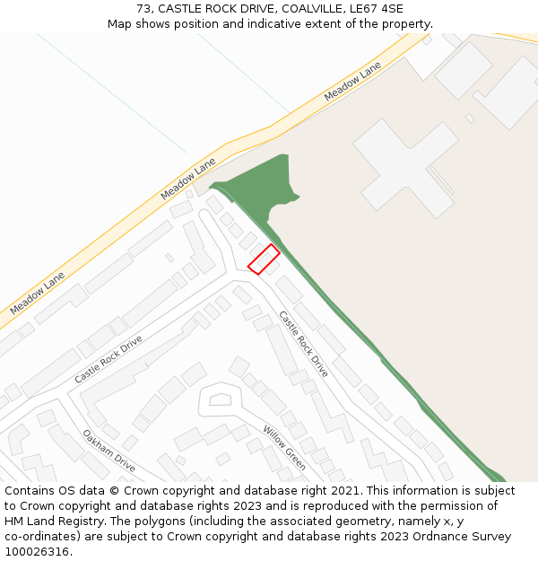 73, CASTLE ROCK DRIVE, COALVILLE, LE67 4SE: Location map and indicative extent of plot