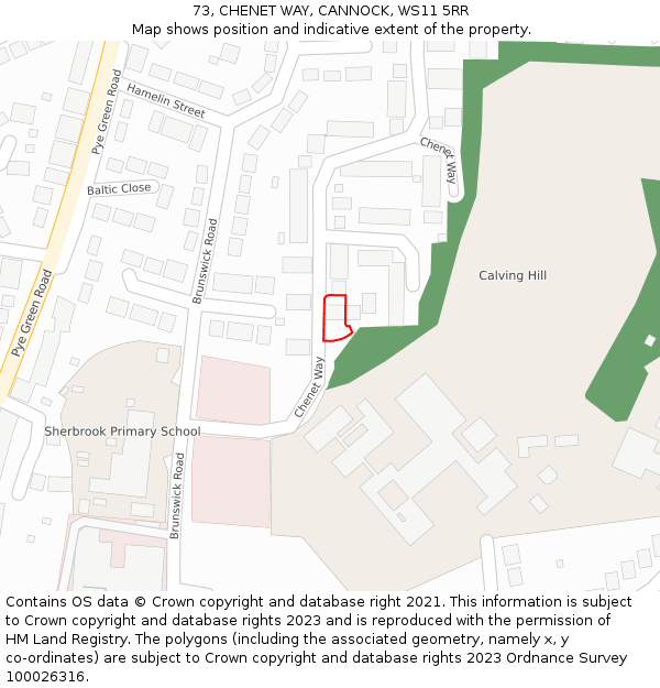 73, CHENET WAY, CANNOCK, WS11 5RR: Location map and indicative extent of plot