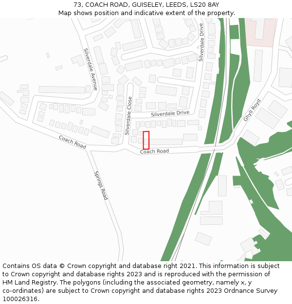 73, COACH ROAD, GUISELEY, LEEDS, LS20 8AY: Location map and indicative extent of plot