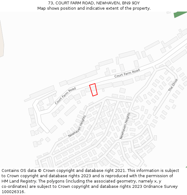 73, COURT FARM ROAD, NEWHAVEN, BN9 9DY: Location map and indicative extent of plot