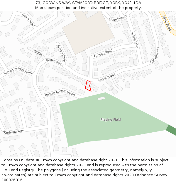 73, GODWINS WAY, STAMFORD BRIDGE, YORK, YO41 1DA: Location map and indicative extent of plot