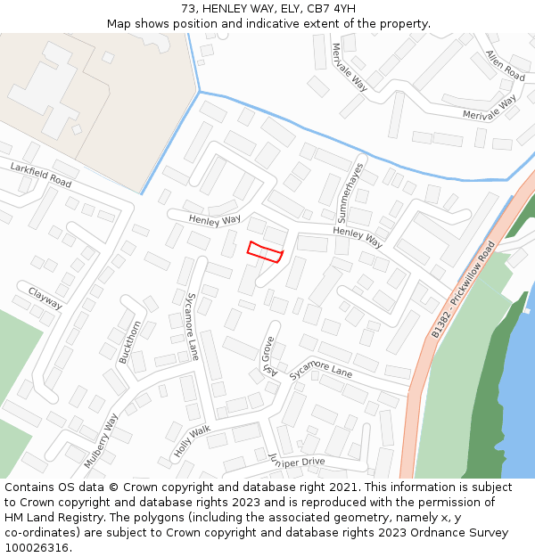 73, HENLEY WAY, ELY, CB7 4YH: Location map and indicative extent of plot