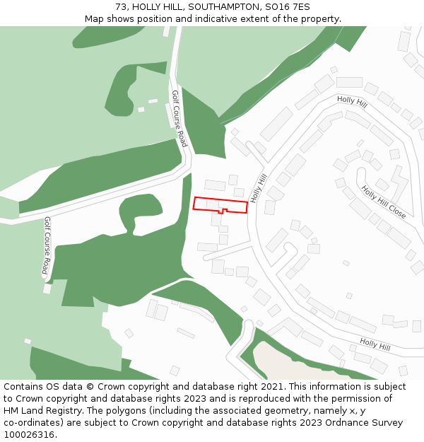 73, HOLLY HILL, SOUTHAMPTON, SO16 7ES: Location map and indicative extent of plot