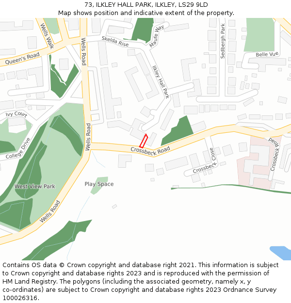 73, ILKLEY HALL PARK, ILKLEY, LS29 9LD: Location map and indicative extent of plot