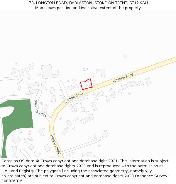 73, LONGTON ROAD, BARLASTON, STOKE-ON-TRENT, ST12 9AU: Location map and indicative extent of plot