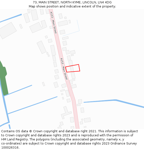 73, MAIN STREET, NORTH KYME, LINCOLN, LN4 4DG: Location map and indicative extent of plot