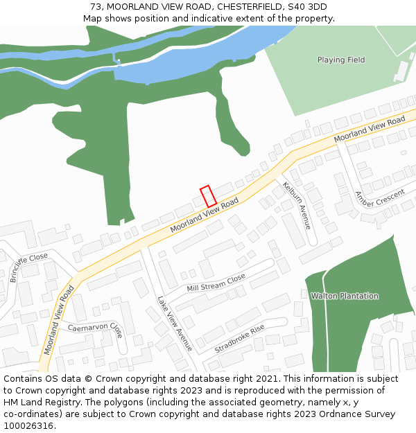 73, MOORLAND VIEW ROAD, CHESTERFIELD, S40 3DD: Location map and indicative extent of plot