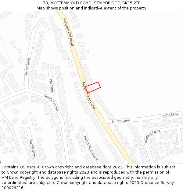 73, MOTTRAM OLD ROAD, STALYBRIDGE, SK15 2TE: Location map and indicative extent of plot