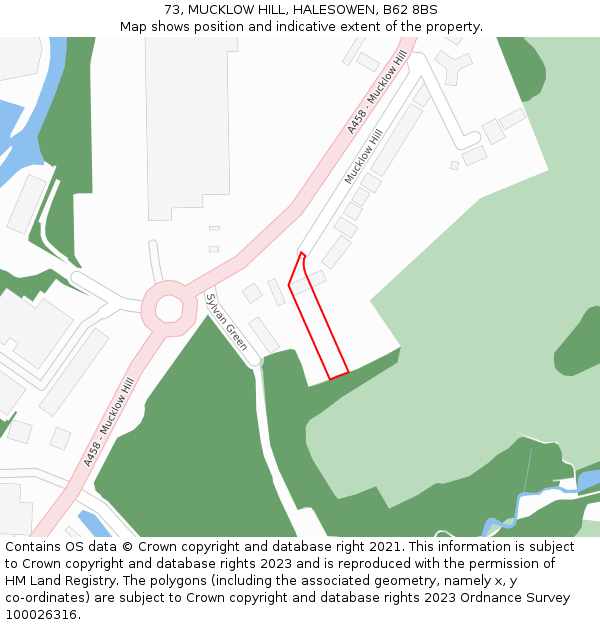 73, MUCKLOW HILL, HALESOWEN, B62 8BS: Location map and indicative extent of plot