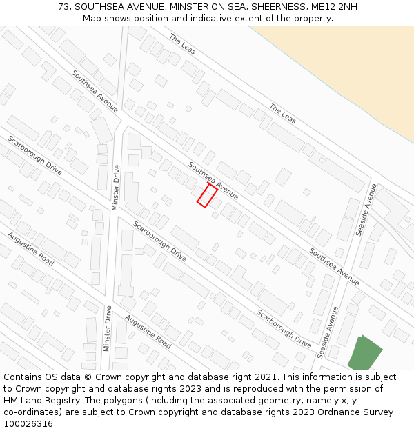 73, SOUTHSEA AVENUE, MINSTER ON SEA, SHEERNESS, ME12 2NH: Location map and indicative extent of plot