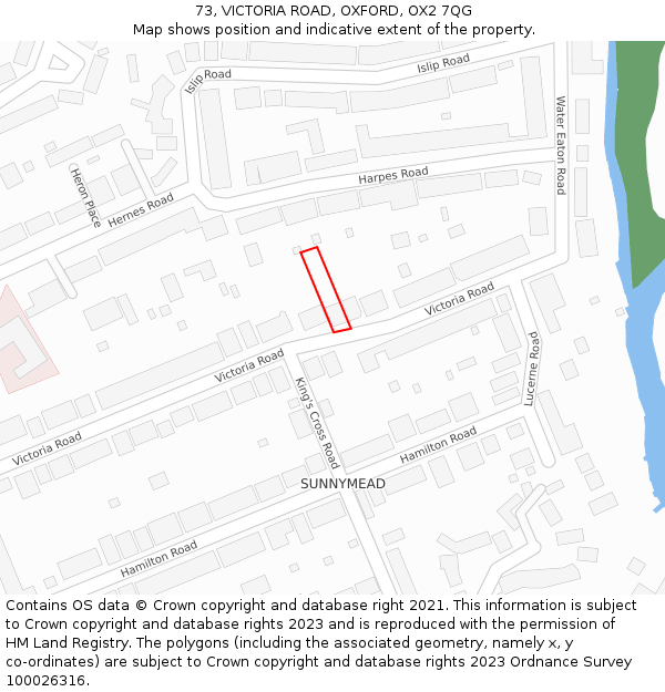 73, VICTORIA ROAD, OXFORD, OX2 7QG: Location map and indicative extent of plot