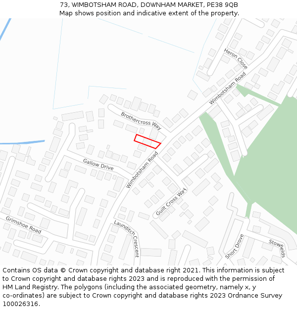 73, WIMBOTSHAM ROAD, DOWNHAM MARKET, PE38 9QB: Location map and indicative extent of plot