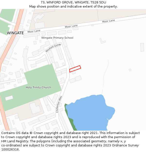 73, WINFORD GROVE, WINGATE, TS28 5DU: Location map and indicative extent of plot