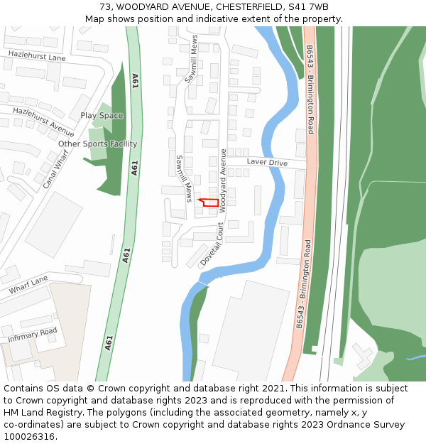 73, WOODYARD AVENUE, CHESTERFIELD, S41 7WB: Location map and indicative extent of plot