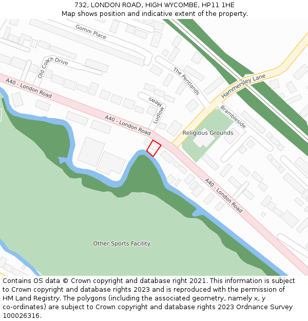 732, LONDON ROAD, HIGH WYCOMBE, HP11 1HE: Location map and indicative extent of plot