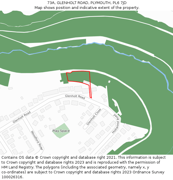 73A, GLENHOLT ROAD, PLYMOUTH, PL6 7JD: Location map and indicative extent of plot