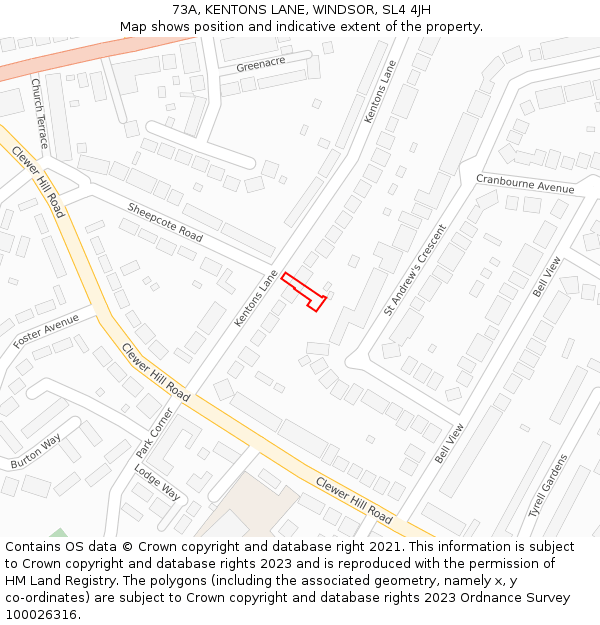 73A, KENTONS LANE, WINDSOR, SL4 4JH: Location map and indicative extent of plot