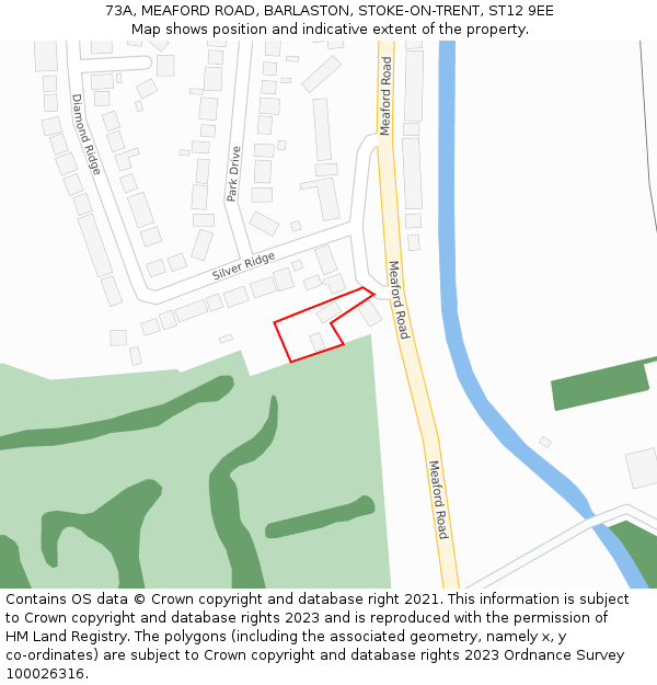 73A, MEAFORD ROAD, BARLASTON, STOKE-ON-TRENT, ST12 9EE: Location map and indicative extent of plot