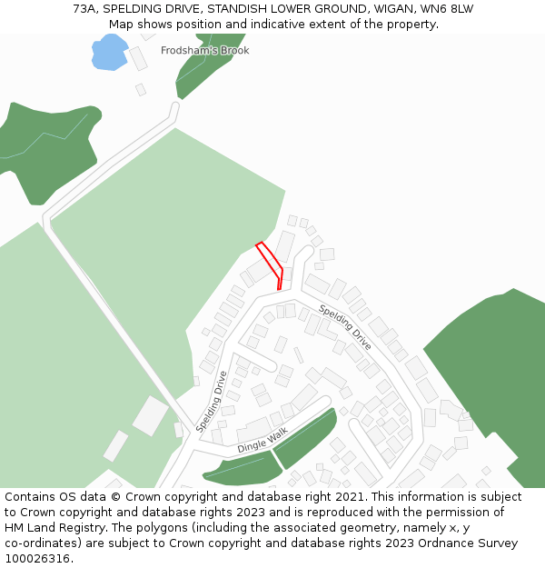 73A, SPELDING DRIVE, STANDISH LOWER GROUND, WIGAN, WN6 8LW: Location map and indicative extent of plot