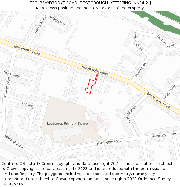 73C, BRAYBROOKE ROAD, DESBOROUGH, KETTERING, NN14 2LJ: Location map and indicative extent of plot