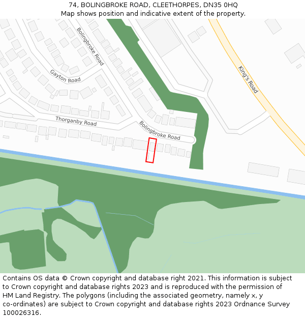 74, BOLINGBROKE ROAD, CLEETHORPES, DN35 0HQ: Location map and indicative extent of plot