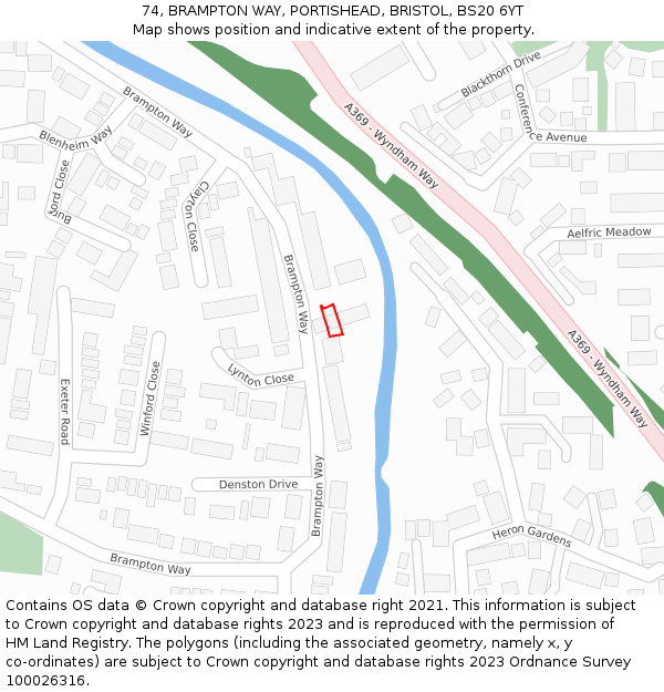 74, BRAMPTON WAY, PORTISHEAD, BRISTOL, BS20 6YT: Location map and indicative extent of plot