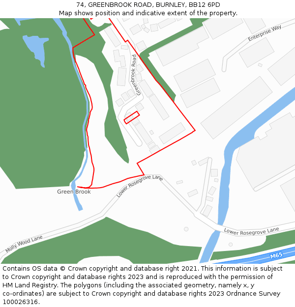 74, GREENBROOK ROAD, BURNLEY, BB12 6PD: Location map and indicative extent of plot