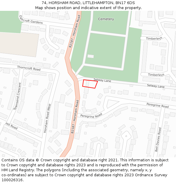 74, HORSHAM ROAD, LITTLEHAMPTON, BN17 6DS: Location map and indicative extent of plot