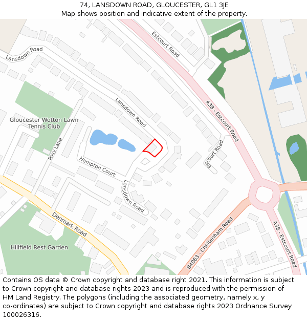 74, LANSDOWN ROAD, GLOUCESTER, GL1 3JE: Location map and indicative extent of plot