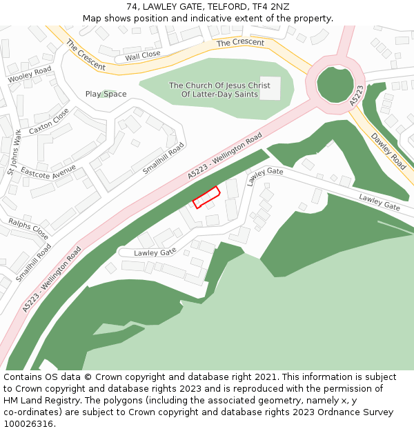 74, LAWLEY GATE, TELFORD, TF4 2NZ: Location map and indicative extent of plot