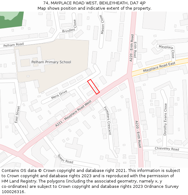 74, MAYPLACE ROAD WEST, BEXLEYHEATH, DA7 4JP: Location map and indicative extent of plot