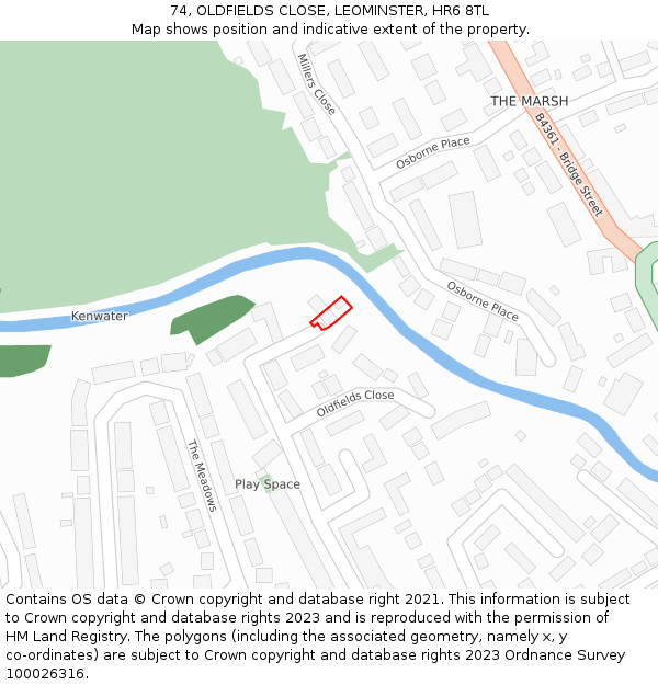 74, OLDFIELDS CLOSE, LEOMINSTER, HR6 8TL: Location map and indicative extent of plot