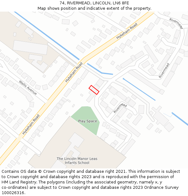 74, RIVERMEAD, LINCOLN, LN6 8FE: Location map and indicative extent of plot