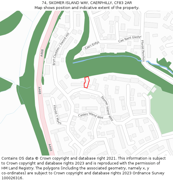 74, SKOMER ISLAND WAY, CAERPHILLY, CF83 2AR: Location map and indicative extent of plot