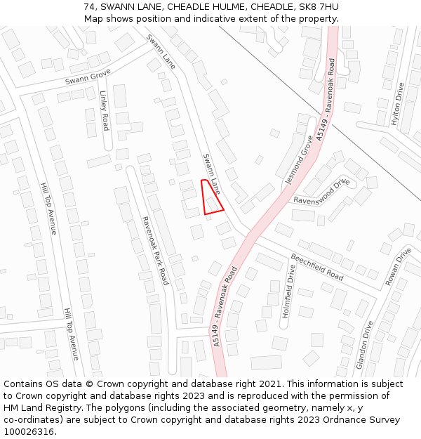 74, SWANN LANE, CHEADLE HULME, CHEADLE, SK8 7HU: Location map and indicative extent of plot