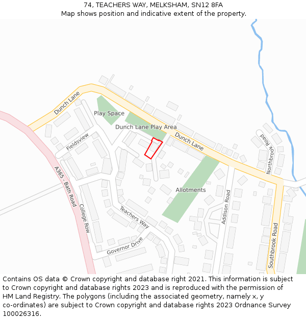 74, TEACHERS WAY, MELKSHAM, SN12 8FA: Location map and indicative extent of plot