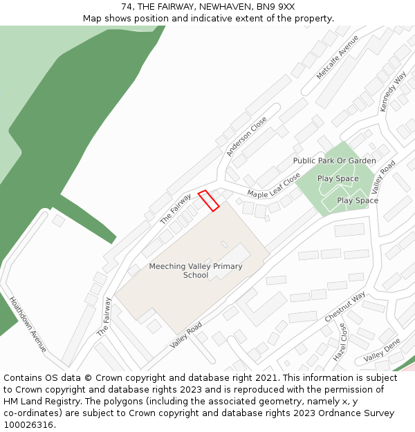 74, THE FAIRWAY, NEWHAVEN, BN9 9XX: Location map and indicative extent of plot