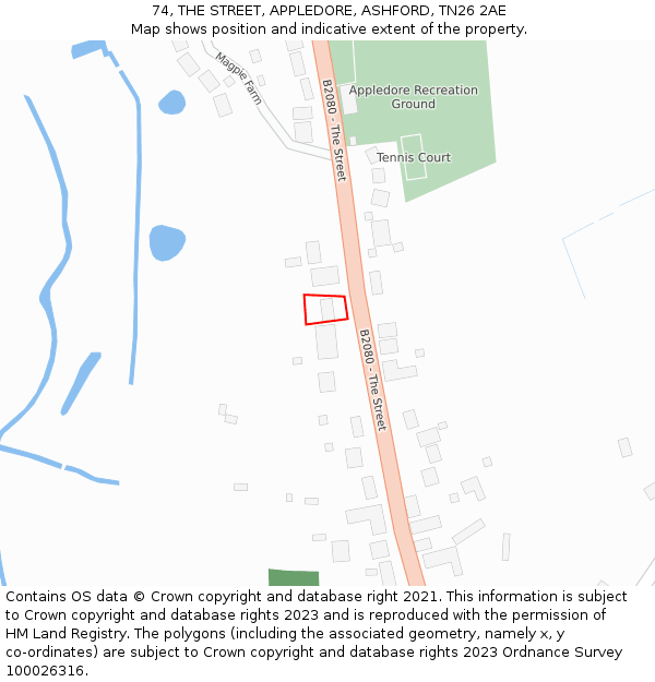 74, THE STREET, APPLEDORE, ASHFORD, TN26 2AE: Location map and indicative extent of plot