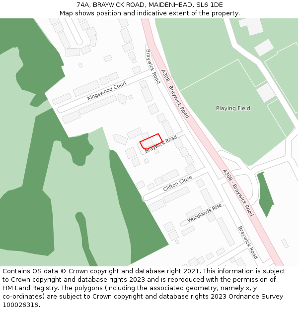 74A, BRAYWICK ROAD, MAIDENHEAD, SL6 1DE: Location map and indicative extent of plot