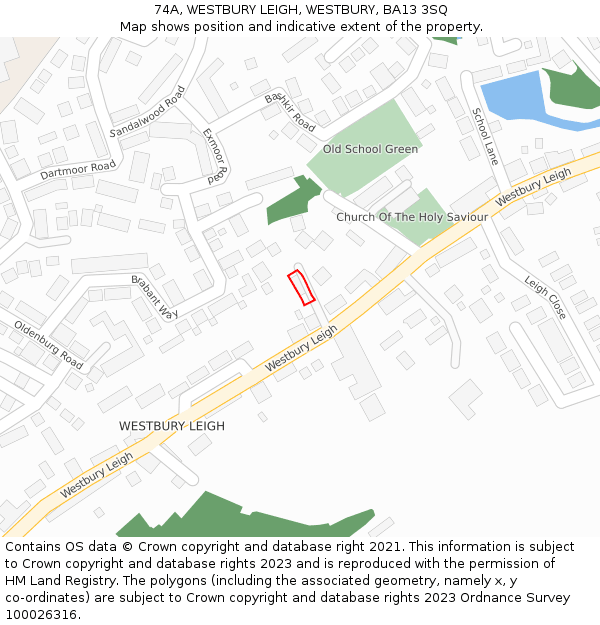 74A, WESTBURY LEIGH, WESTBURY, BA13 3SQ: Location map and indicative extent of plot