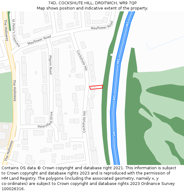 74D, COCKSHUTE HILL, DROITWICH, WR9 7QP: Location map and indicative extent of plot
