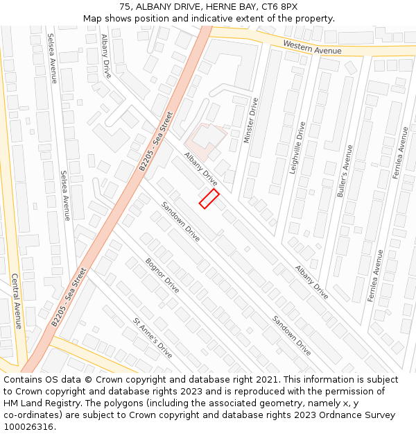 75, ALBANY DRIVE, HERNE BAY, CT6 8PX: Location map and indicative extent of plot