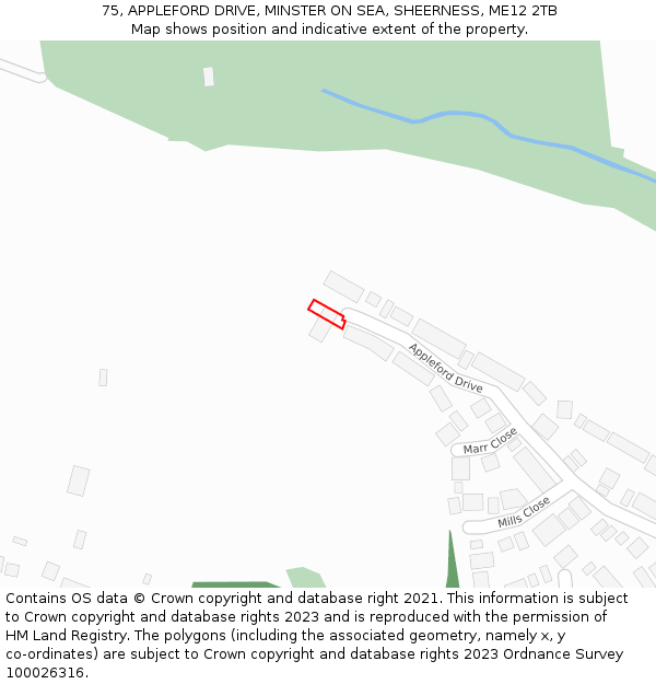 75, APPLEFORD DRIVE, MINSTER ON SEA, SHEERNESS, ME12 2TB: Location map and indicative extent of plot