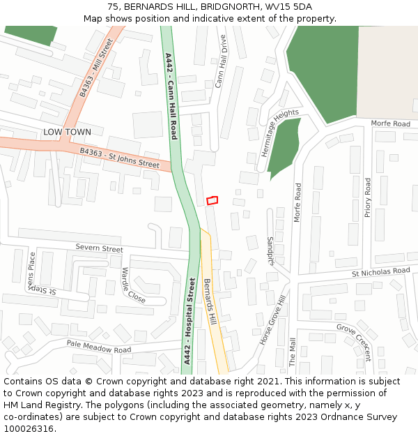 75, BERNARDS HILL, BRIDGNORTH, WV15 5DA: Location map and indicative extent of plot