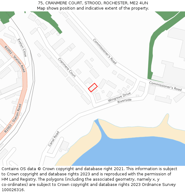 75, CRANMERE COURT, STROOD, ROCHESTER, ME2 4UN: Location map and indicative extent of plot