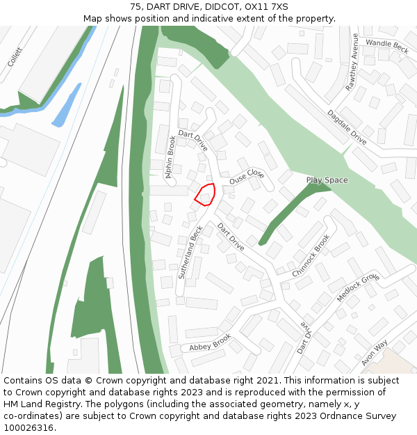 75, DART DRIVE, DIDCOT, OX11 7XS: Location map and indicative extent of plot