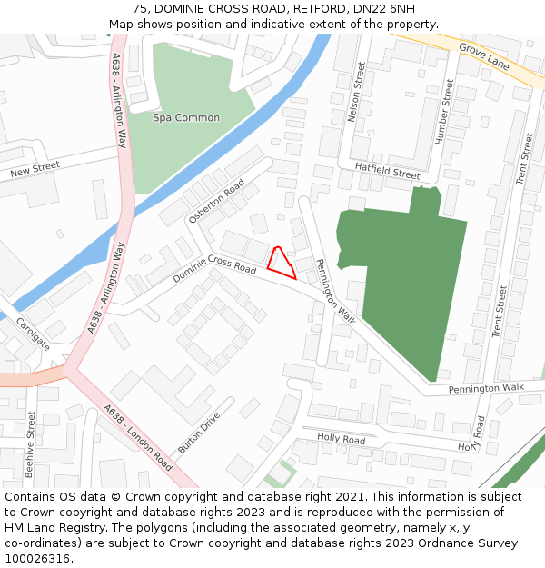 75, DOMINIE CROSS ROAD, RETFORD, DN22 6NH: Location map and indicative extent of plot