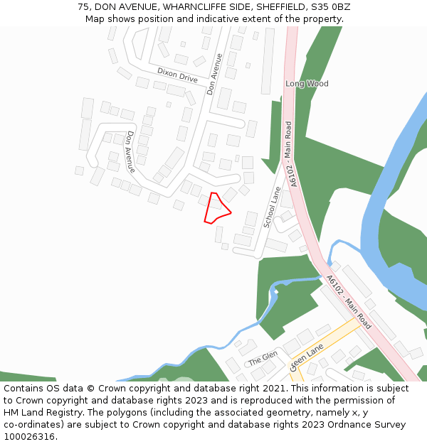 75, DON AVENUE, WHARNCLIFFE SIDE, SHEFFIELD, S35 0BZ: Location map and indicative extent of plot